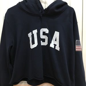 Brandy Melville navy blue USA cropped hoodie